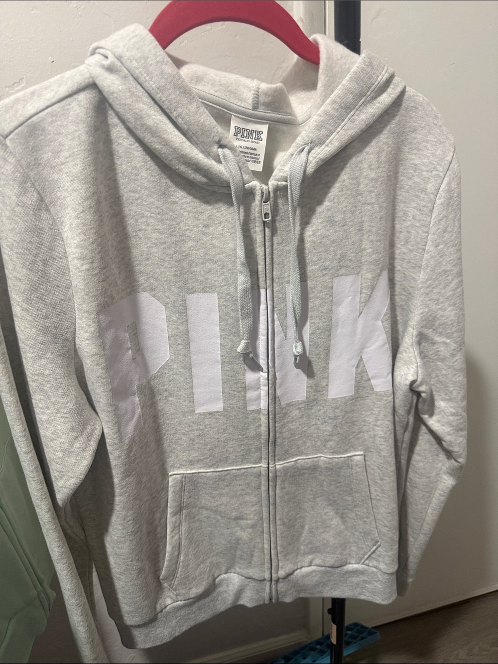 PINK Victoria's Secret Light Gray Everyday Zip Up Sweatshirt.